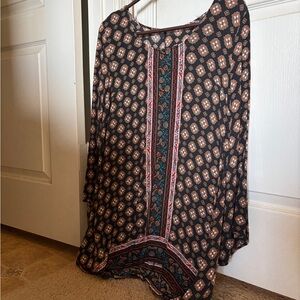 Bohemian Patterned Long Sleeve Dress